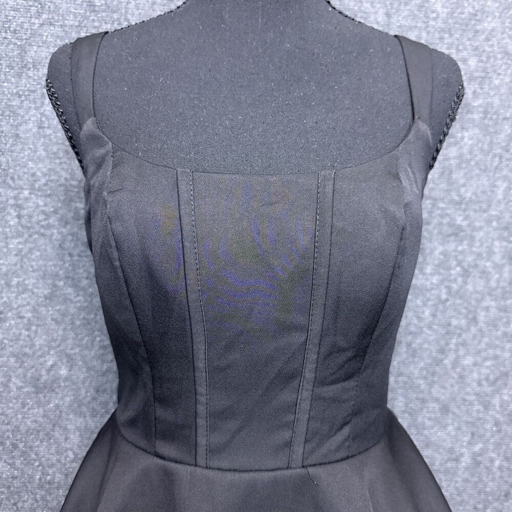 NEW Mini Skater Dress 4 Black Square Neck Corset Bodice Sophisticated Goth Hoco - Picture 2 of 7